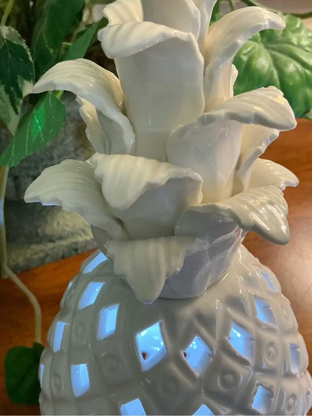Two's Company White Ceramic Pineapple Lantern